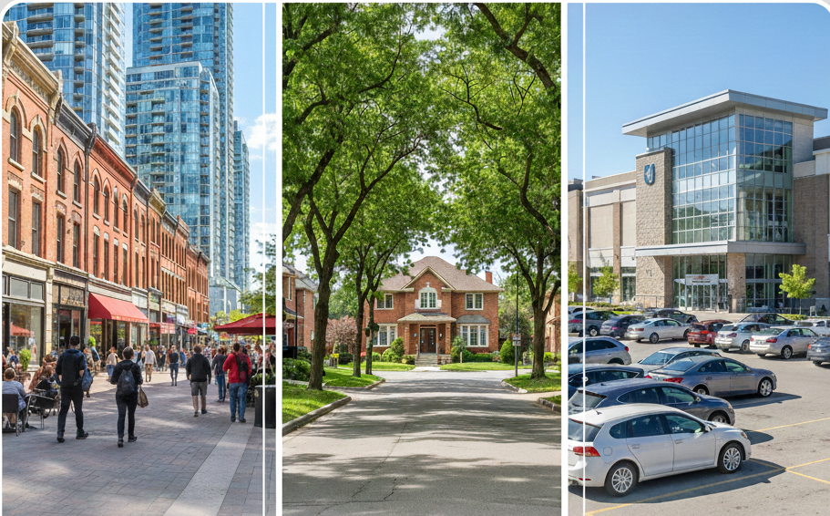 Brampton taxi service coverage areas showing downtown Queen Street, residential neighborhoods, and Bramalea City Centre