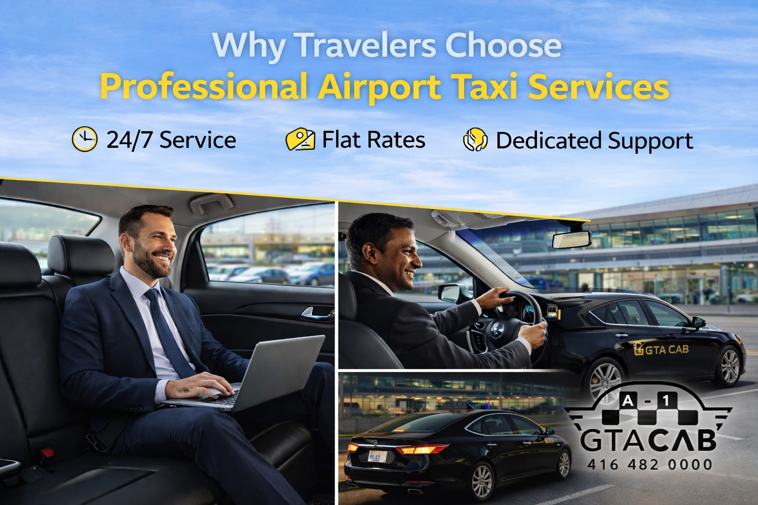 Professional airport taxi service in Toronto with clean car interior and trained driver for comfortable travel