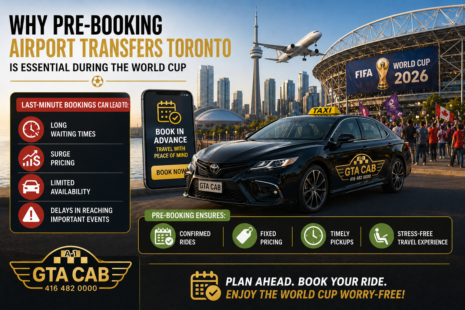 pre booking Airport Transfers Toronto benefits including fixed pricing timely pickups and stress free airport taxi Toronto service