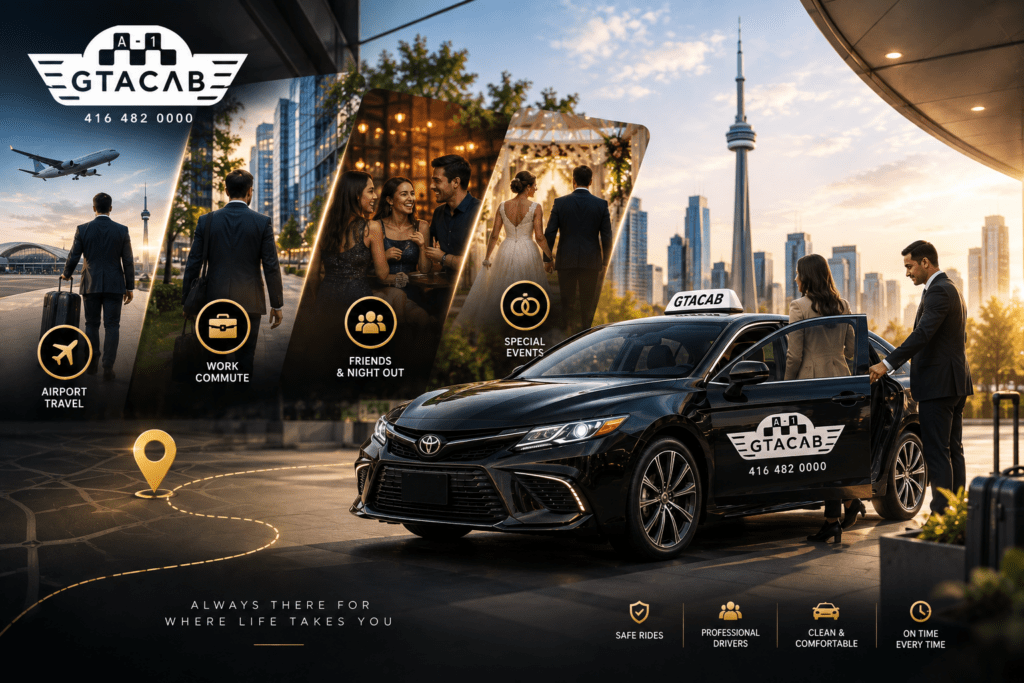 GTA Cab taxi providing safe and reliable transportation in Toronto with professional driver and modern sedan for airport transfers, business travel, and daily rides across the GTA