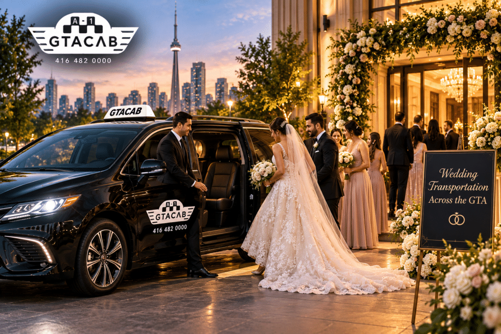 GTA Cab wedding taxi service providing comfortable transportation for couples, wedding guests, and bridal parties across Toronto and the GTA